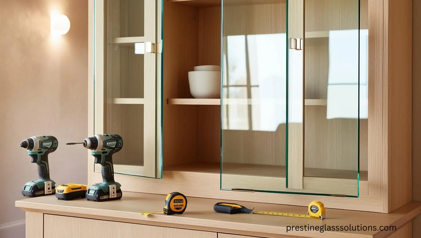how to install glass doors on a cabinet
