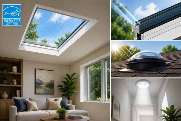 ENERGY STAR certified skylight models installed in a residential ceiling