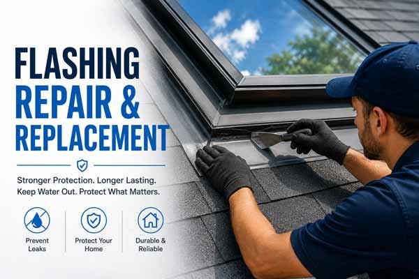 Skylight flashing repair and replacement on a residential roof