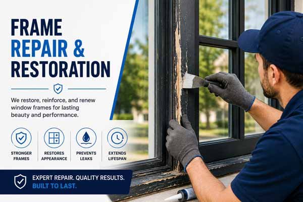 Window frame repair and restoration on a damaged sash