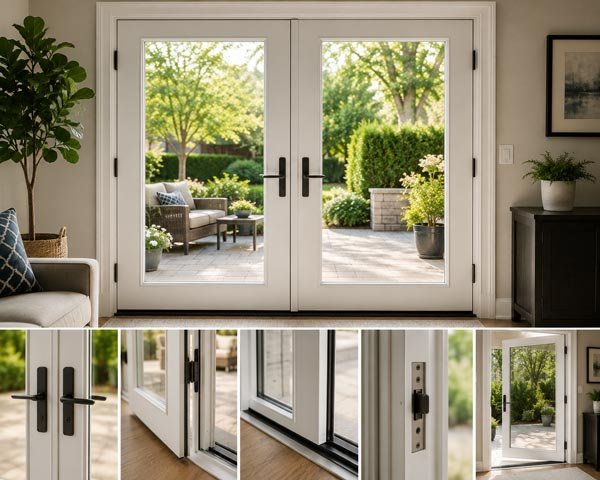 White French patio doors opening onto a garden