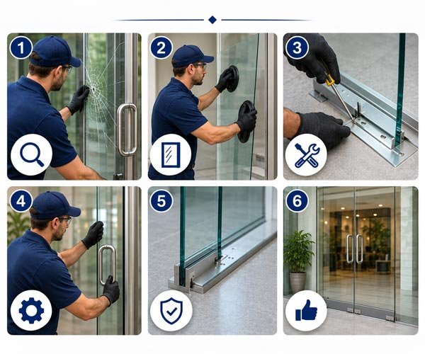How glass door repair works, step by step