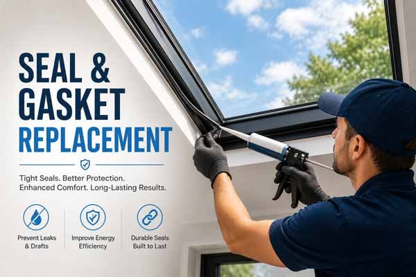 Skylight seal and gasket replacement to stop leaks