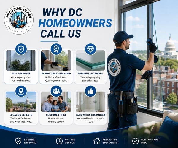 Why DC homeowners call Prestine Glass Solutions for glass repair