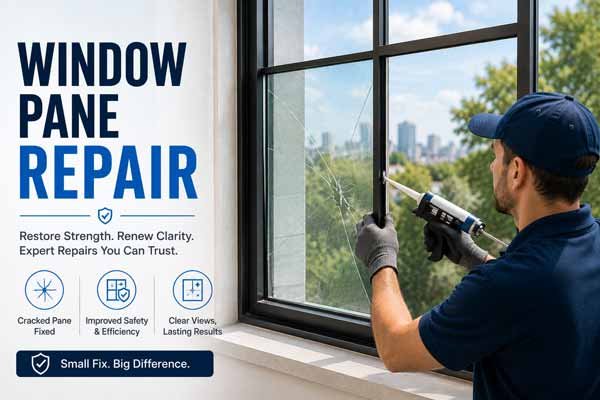 Window pane repair on a residential window