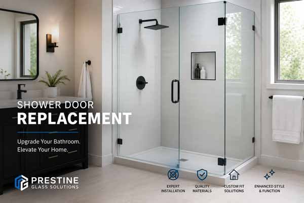 Shower door replacement with a new frameless glass enclosure